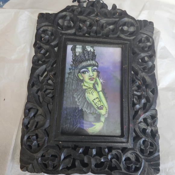 THE BRIDE Original OOAK Acrylic Hand Painted Trading Card  by Shelly Lampshire - Picture 2 of 2